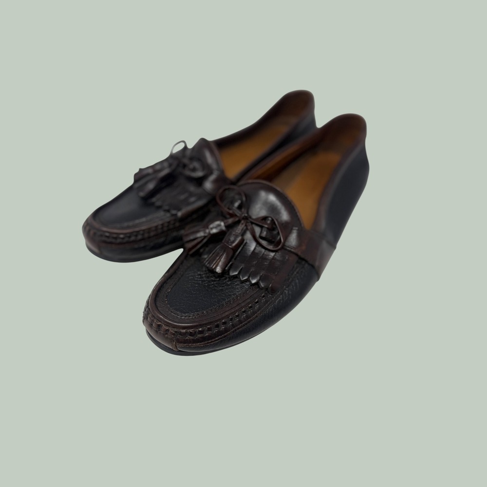 Johnston & Murphy Italy Mens 10 M Brown Two Tone Kiltie Tassel Loafers 22-5521